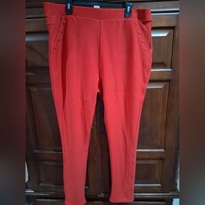 Stylish Red Pants with Button Detail